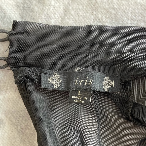 IRIS black half mesh dress size LARGE - Picture 5 of 7